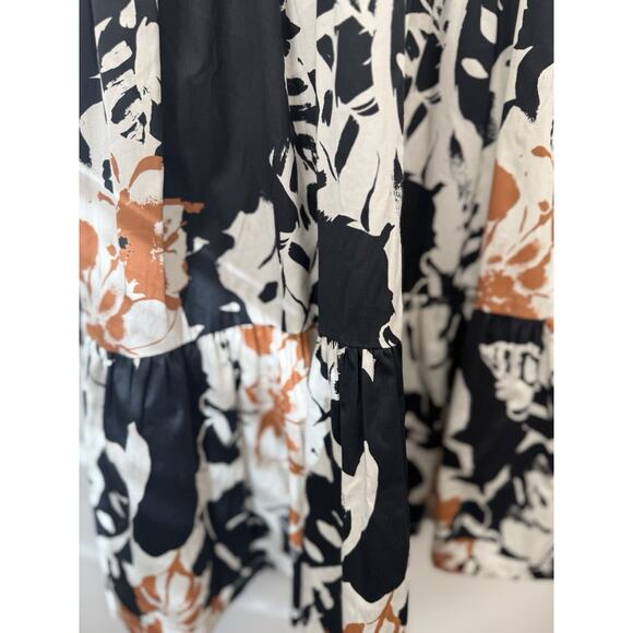 Soft Surroundings Sz 14 Moonglow Midi Dress Button Down Tiered Fall Black Brown - Picture 3 of 15